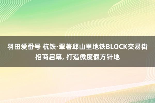 羽田爱番号 杭铁·翠著邱山里地铁BLOCK交易街招商启幕， 打造微度假方针地