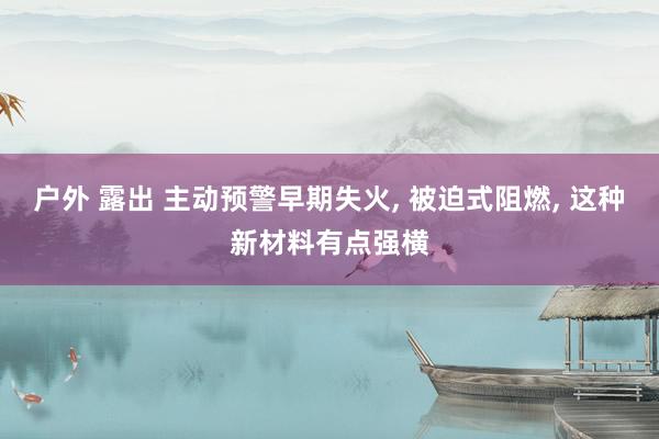 户外 露出 主动预警早期失火， 被迫式阻燃， 这种新材料有点强横
